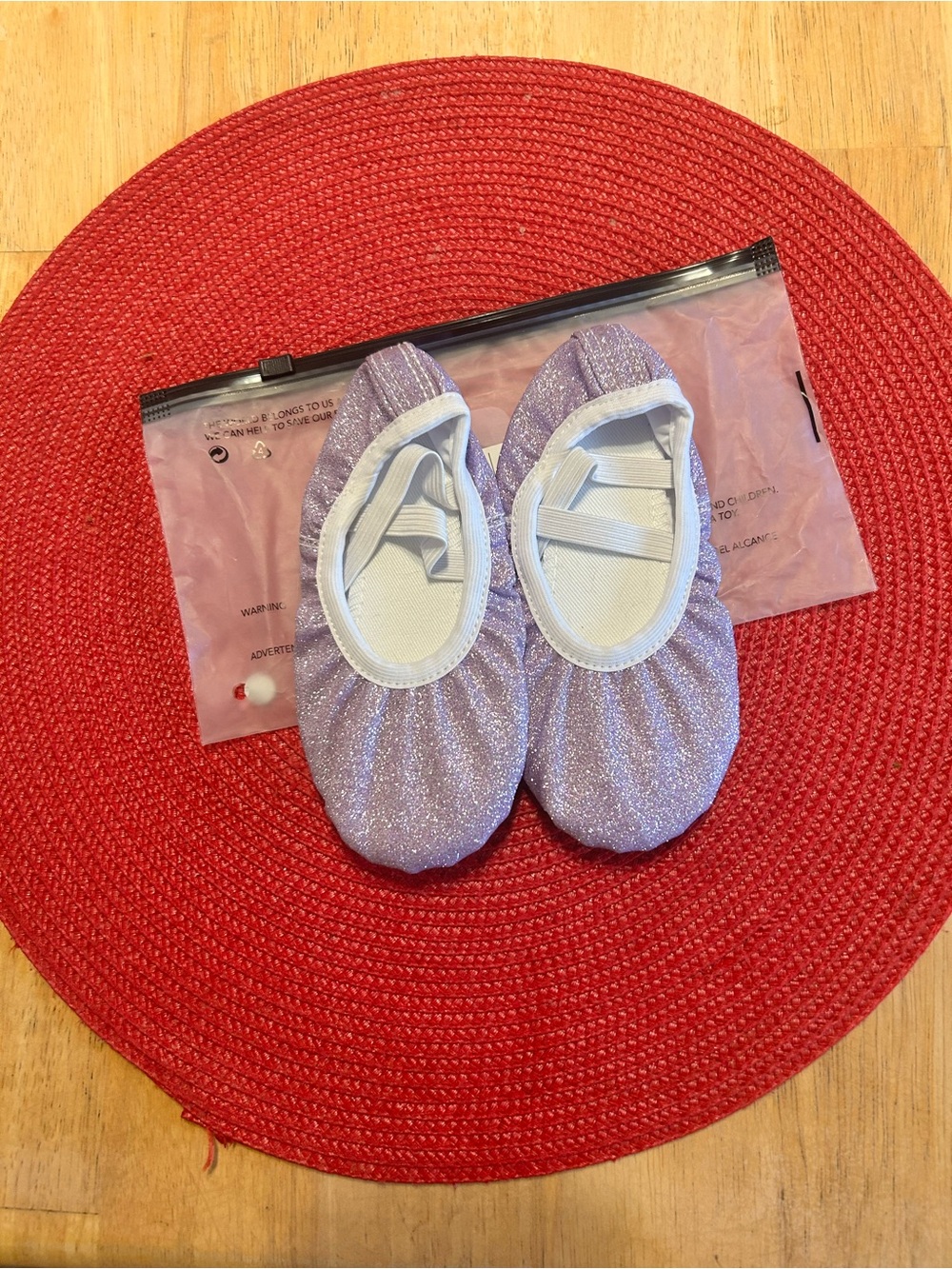 Kids Glitter Ballet Slip-On Slippers in Lavender - Unbranded